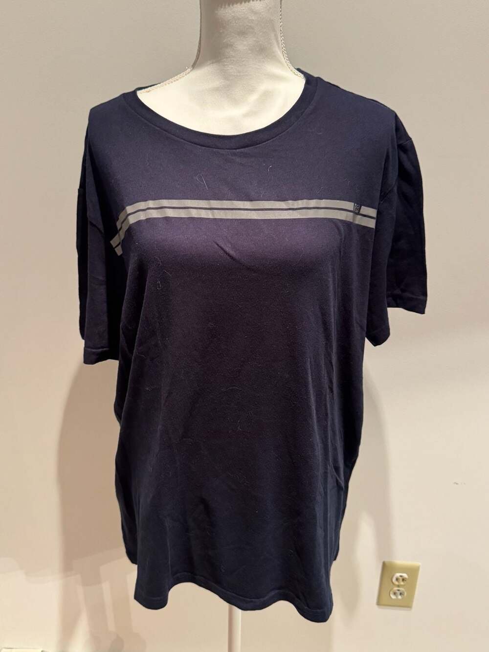 Ralph Lauren Navy Blue Striped Short Sleeve T-Shirt Size XL
